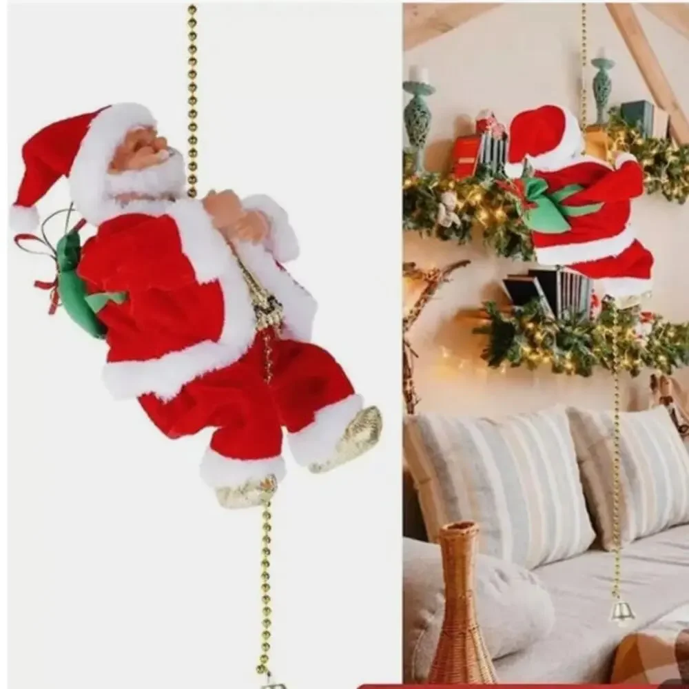 NWOT ~ Christmas SANTA CLAUS Climbing Decoration Plays Jingle Bells Music!